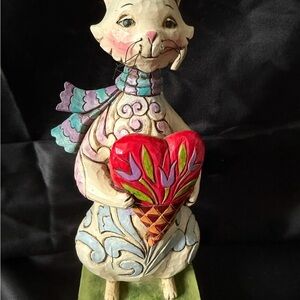 Pre-loved Jim Shore 2009 Heartwood Creek "Cozy Heart Cat" figurine.